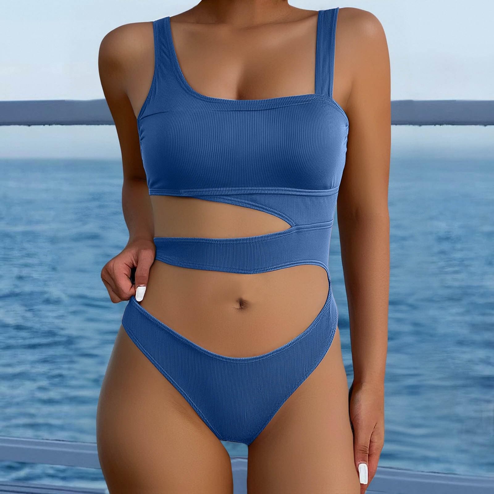 Generisch Bikini Ropa de Maternidad Mujer Moda Verano Correas Hueco Un Traje de Baño Color Sólido Sexy Bikini Traje de Baño Mujer Traje de Baño