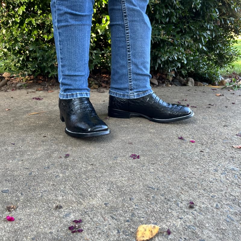 Image of Men's Alex Exotic Caiman Python Western Cowboy Boots Square Toe Pull On Tall Shaft bota de vaquero para hombre