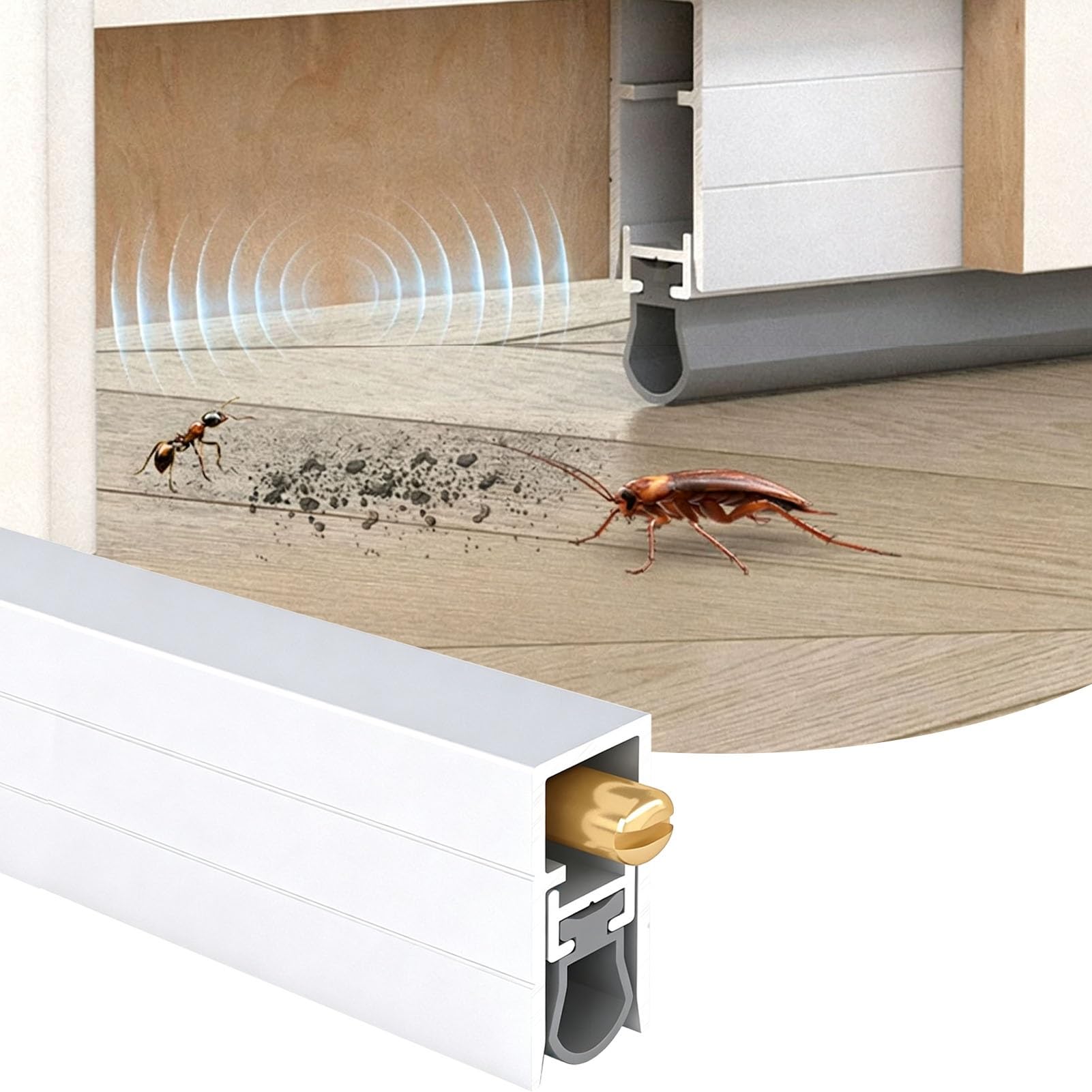 Burlete Automatico Puertas Burlete Automático Empotrable para La Parte Inferior de La Puerta, Burlete de Aluminio Oculto para Puertas, Junta Automática de Caída Recortable, Fácil Instalación