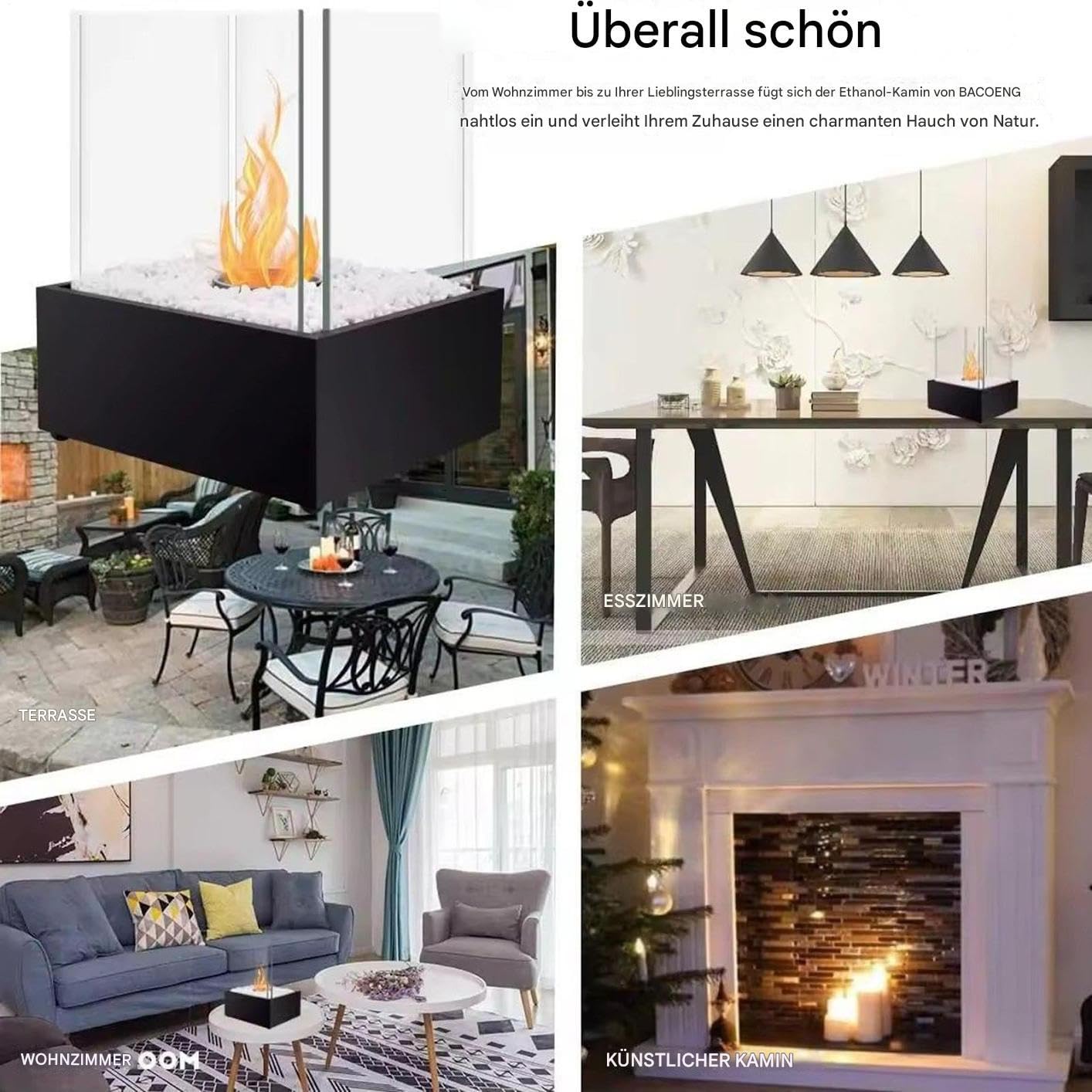 Kleine Tischfeuerstelle, 24,5x20x29cm Kamin Mit Schwenkbarer Flamme, Tragbarer Kamin Für Innenbereich Für Nachttisch Balkon Schlafzimmer Filmabende Geburtstagspartys
