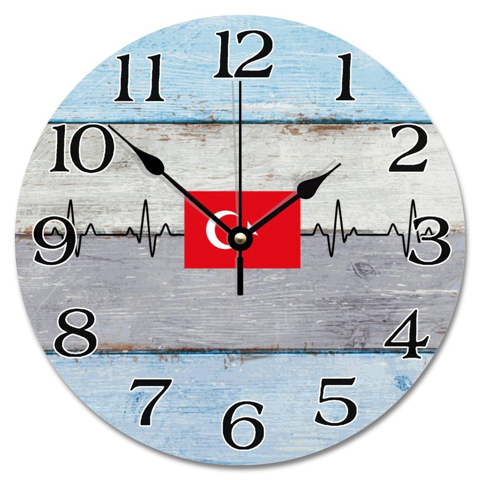 Horloge murale en bois drapeau de la Turquie décor chambre ferme