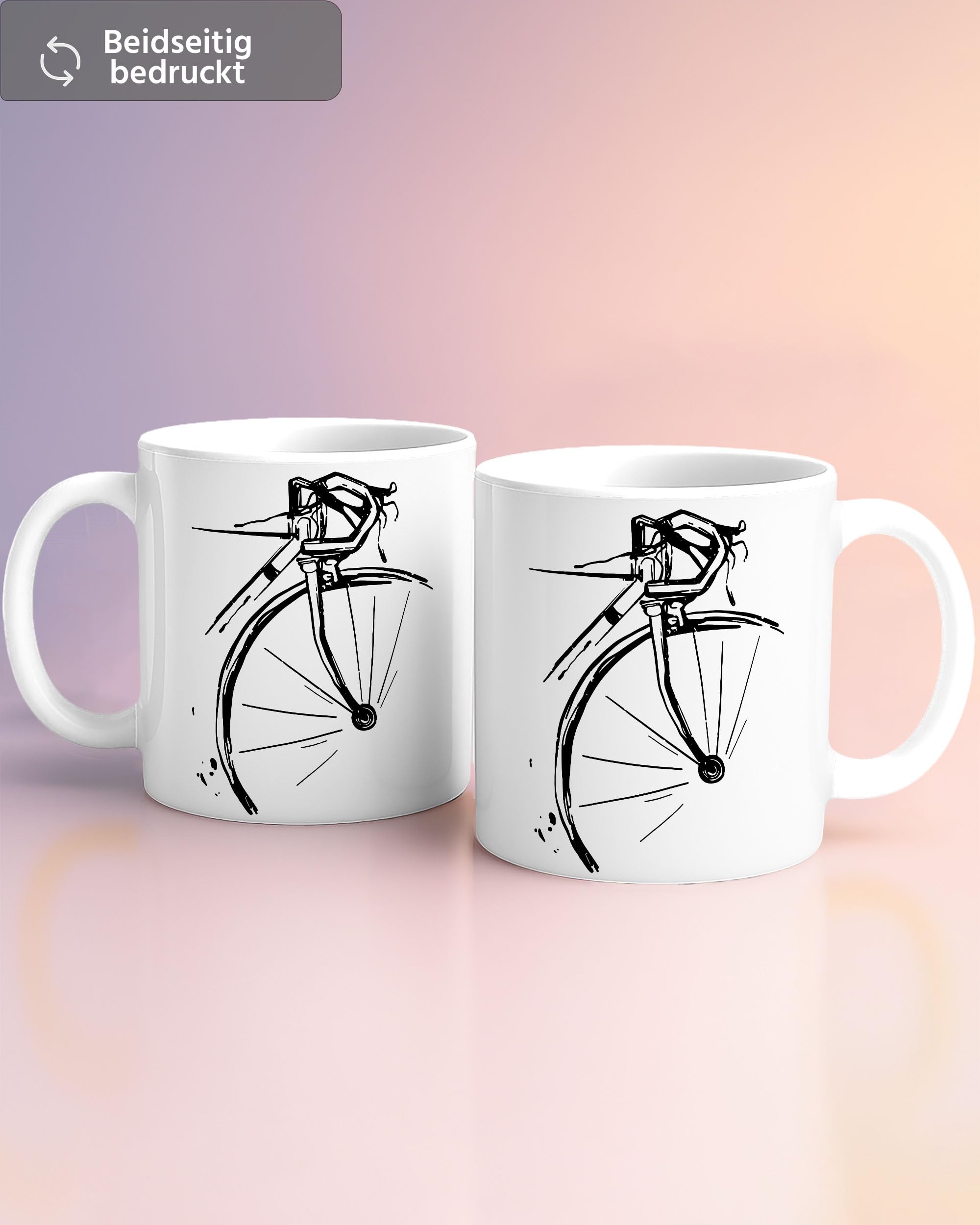 OM3® Fahrrad Kaffee-Tasse - Vintage Rennrad Design - Geschenkidee für Fahrradfahrer Radfahrer Biker MTB Rennradler Cycle - Keramik Becher - 325ml - Beidseitig Bedruckt
