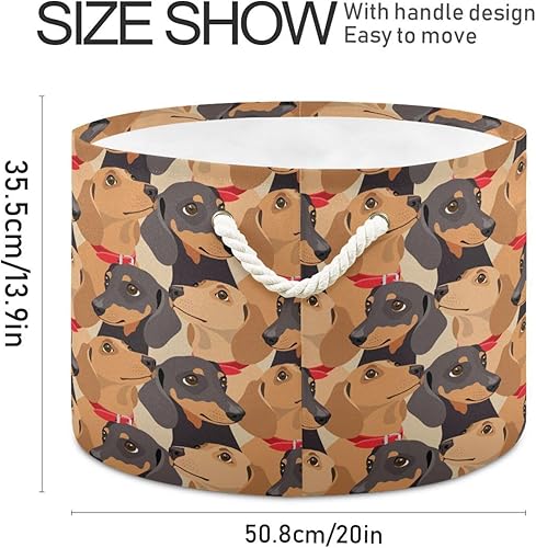 Miniatura 2 de Cesta de almacenamiento redonda grande con estampado de animales de perro, cesta de guardería, cesta de almacenamiento de ropa, juguetes,