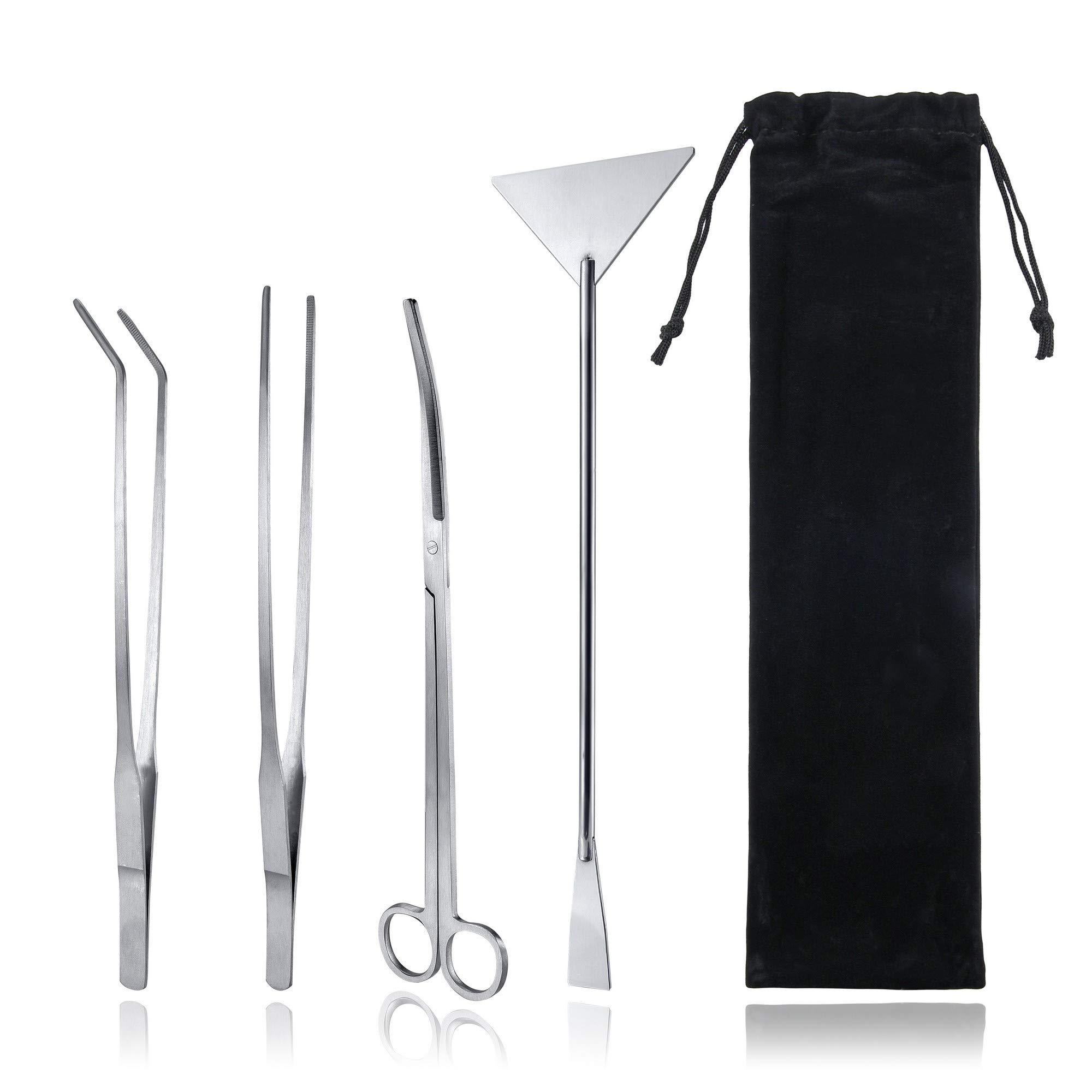 Kit 4 Attrezzi Per Acquario: Pinzette Dritte/curve, Forbici E Spatola Con Custodia! Perfect Per Piante Acquatiche - Foto 9