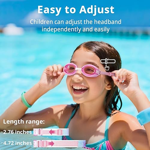 Miniatura 2 de Pixel Panda Paquete de 2 gafas de natación para niños con correa de tela para niños y niñas de 3 a 15 años