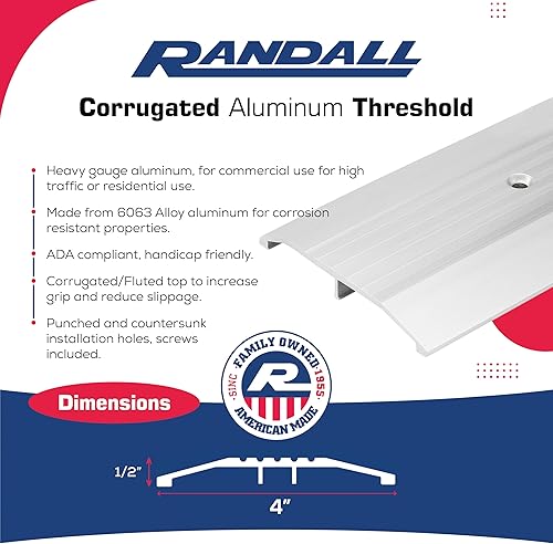 Miniatura 2 de 3 pies - 4 pulgadas de ancho x 12 pulgadas de alto umbral de aluminio estriado (36 pulgadas de largo)