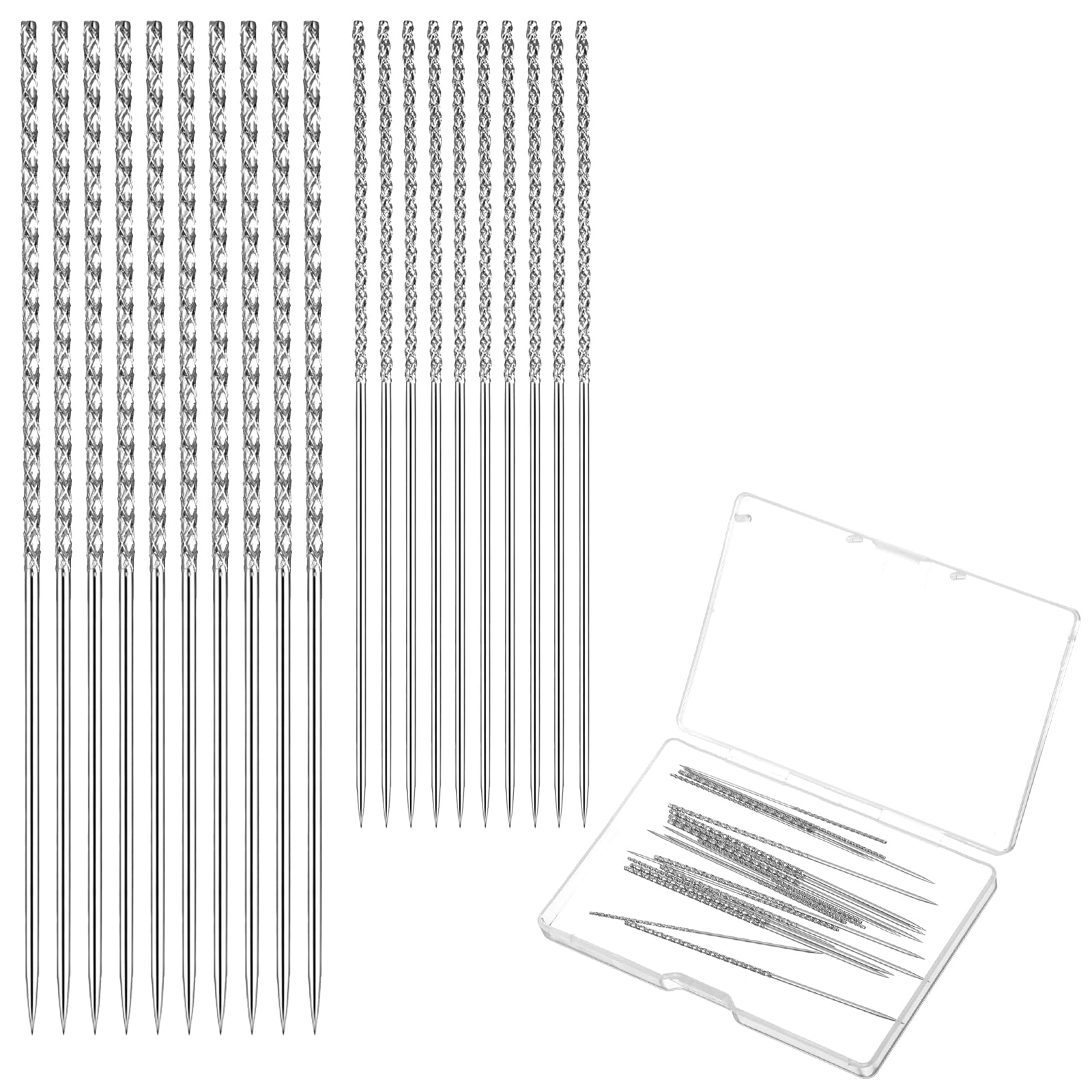 20 PCS Snag Repair Needle, 2.36 Inches and 3 Inches Snag Needle, 2 Length Snag Nab It Tool for Hand Sewing, Knitted Woven Cloth Garments, Drapes(Silver,2.36in, 3in)