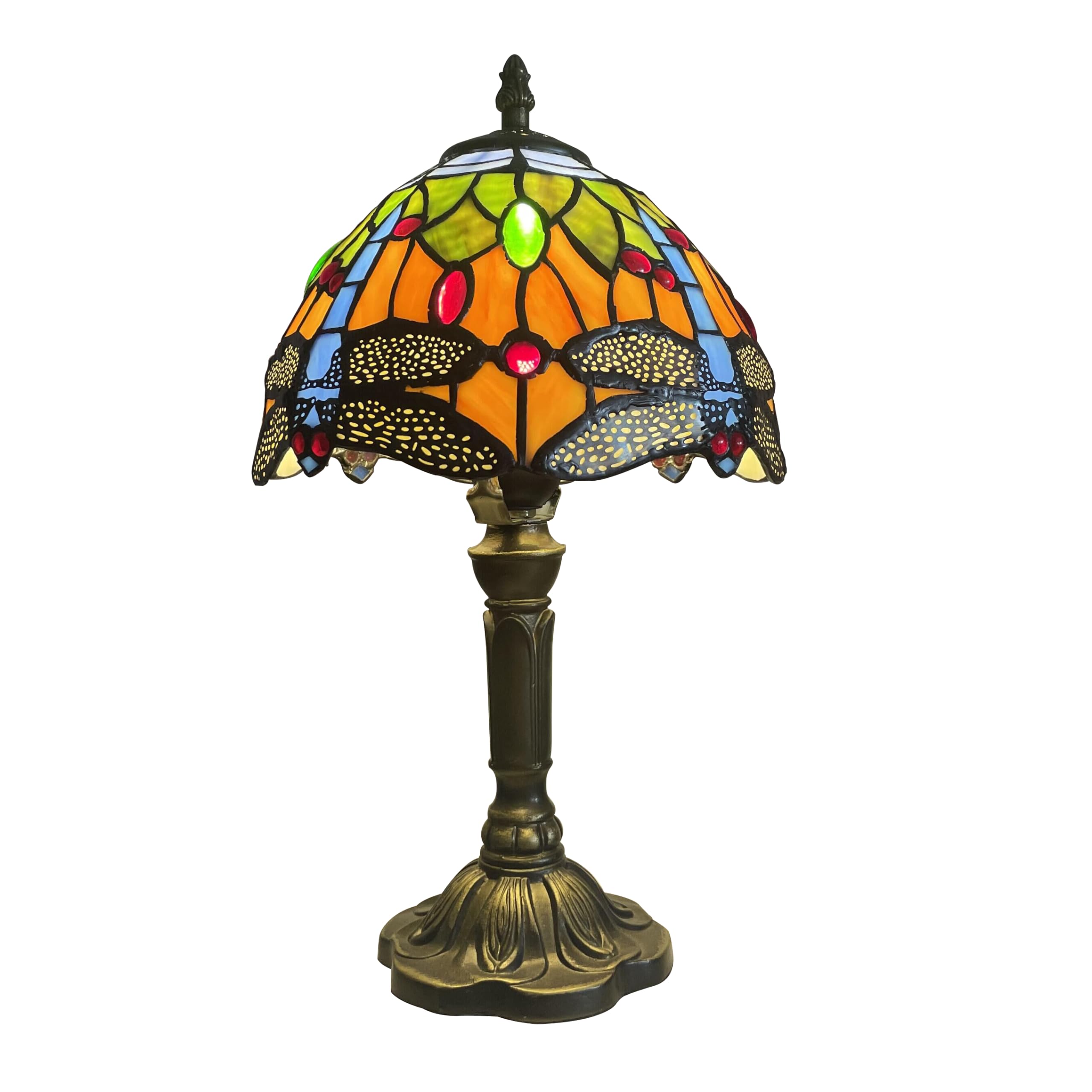 FUMAT Tiffany Table Lamp for Living Room,20 Inch Tall Modern Bedside Table Lamps for Bedroom Nightstand,3-Way Dimmable Stained Glass Lamp Shade for Side Table Lamp,Hotel,Office Reading Desk Lights