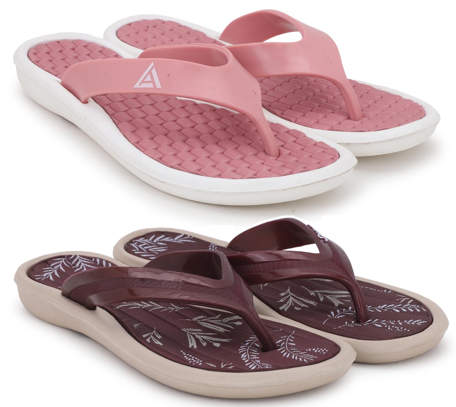 pampy angel Combo Pack of 2 Slipper/Flip Flops/Slides/Clogs/Sandals for Women (V-Triangle Vs V-Sflower)-picture-42
