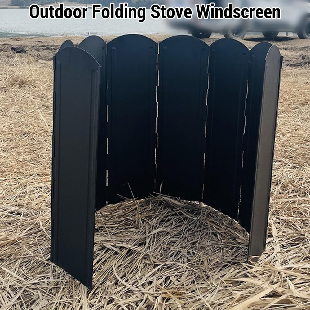 Folding Stove Windshield 8 Plate Galvanized Camping Cooker Stove with Windshield Storage Bag