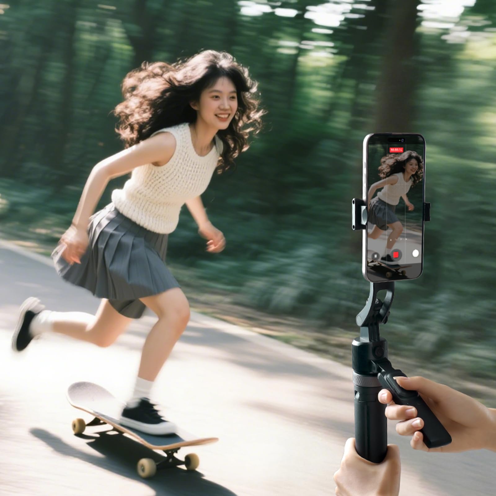 ULANZI TT23 Auto Face Tracking Handy Stativ, 165cm Handy Stativ Tripod, 360° Drehung Selfie Stick mit Bluetooth-Fernbedienung & Gestensteuerung, handystativ für Smartphone/iPhone/Android/Action-Kamera
