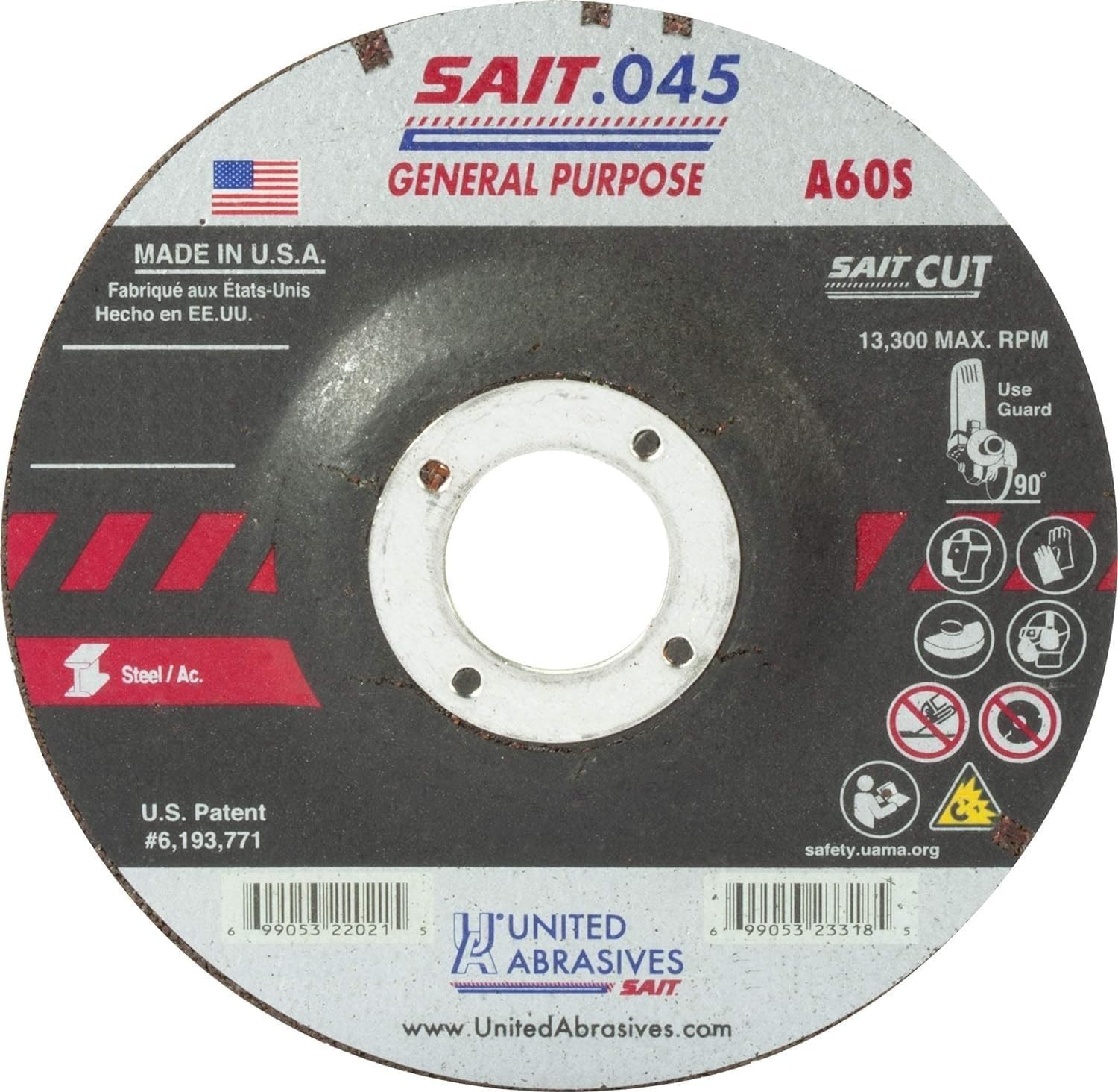 United Abrasives SAIT 20916 7X.090x5/8-11 A60S General Purpose Cutting Notching Wheels, 10 Pack