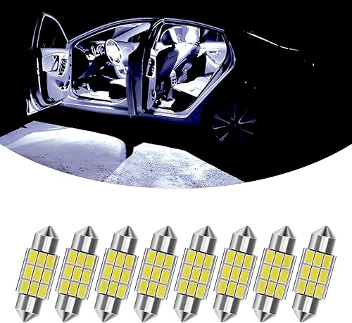 8 luces LED automotrices de doble punta de alto brillo, 1.417 in 5630 9SMD 3W 12V PVC luz de matrícula de lectura de metal, accesorios de