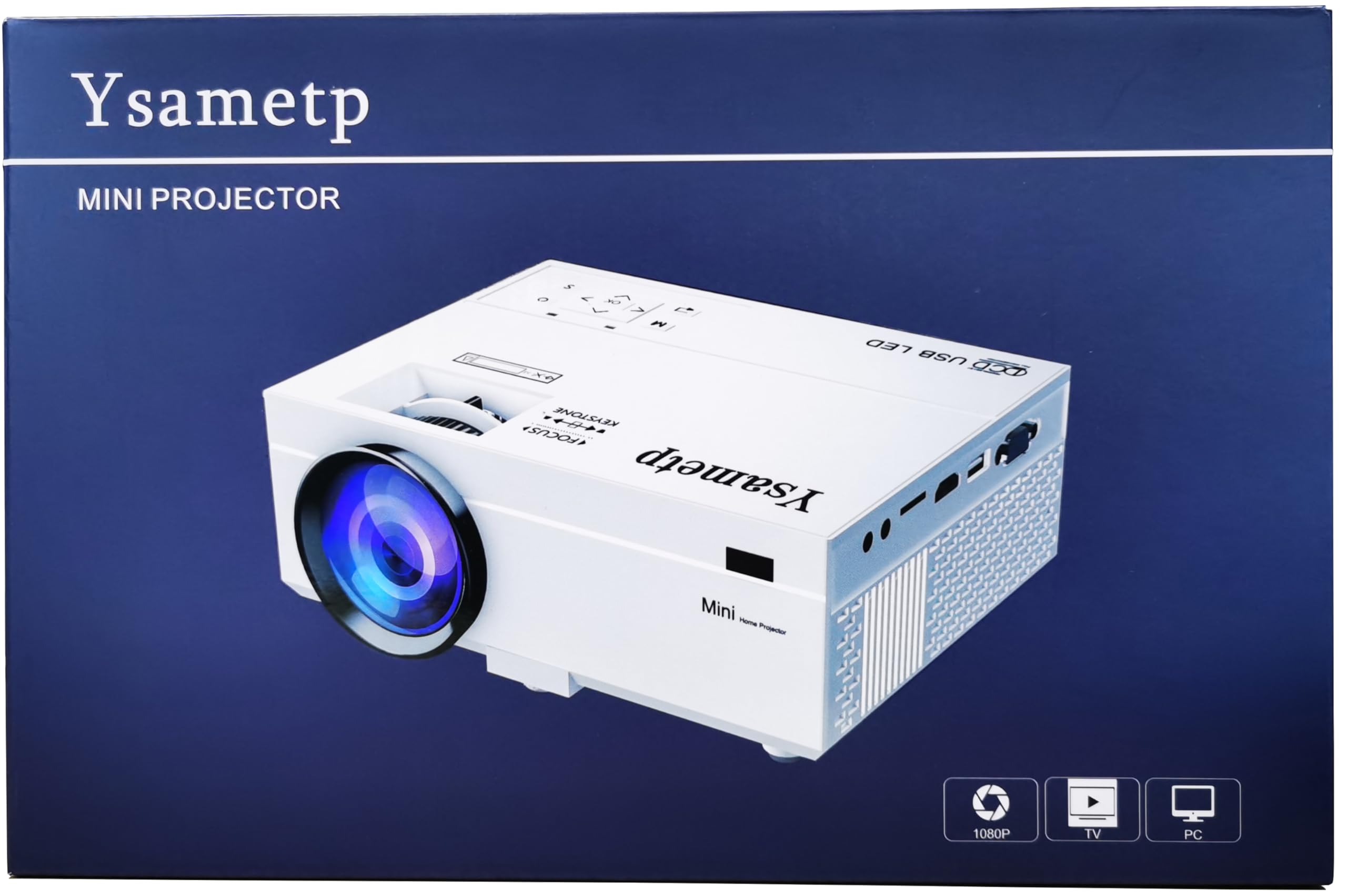 Mini Projecteur 10000 Lumens 1080P Full HD Portable Support HDMI USB AV Blanc M8