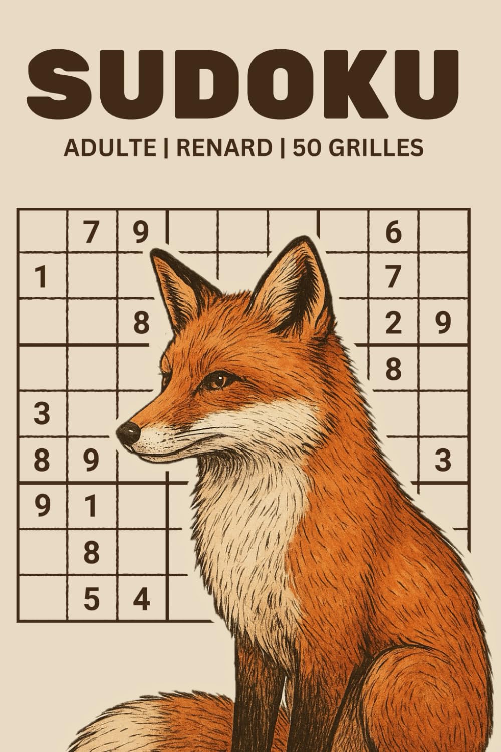 Sudoku Adulte - Thème Renard - 50 Grilles: 5 Niveaux de Difficulté de Débutant à Expert | Solutions Incluses