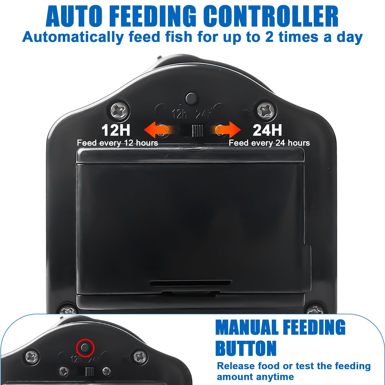 Alimentatore automatico per acquario 65 ml: distributore automatico di cibo per pesci con timer, regolabile per pellet/pellet, distributore automatico di cibo per pesci a