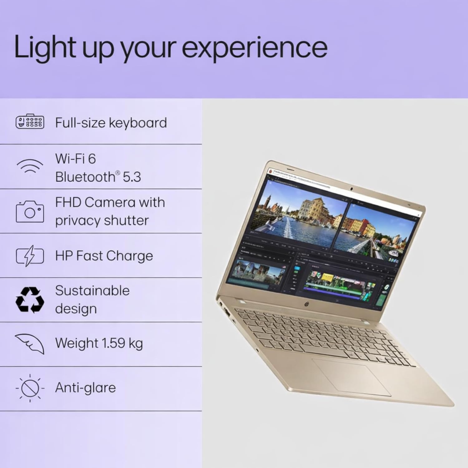 HP 15.6“ FHD Touchscreen Laptop with Office 365 for The Web, Intel 8-Core I3 (Beat i5-1155G7), 8GB RAM, 768GB Storage(256GB SSD and 512GB External), Windows 11 w/o Mouse - Image 3