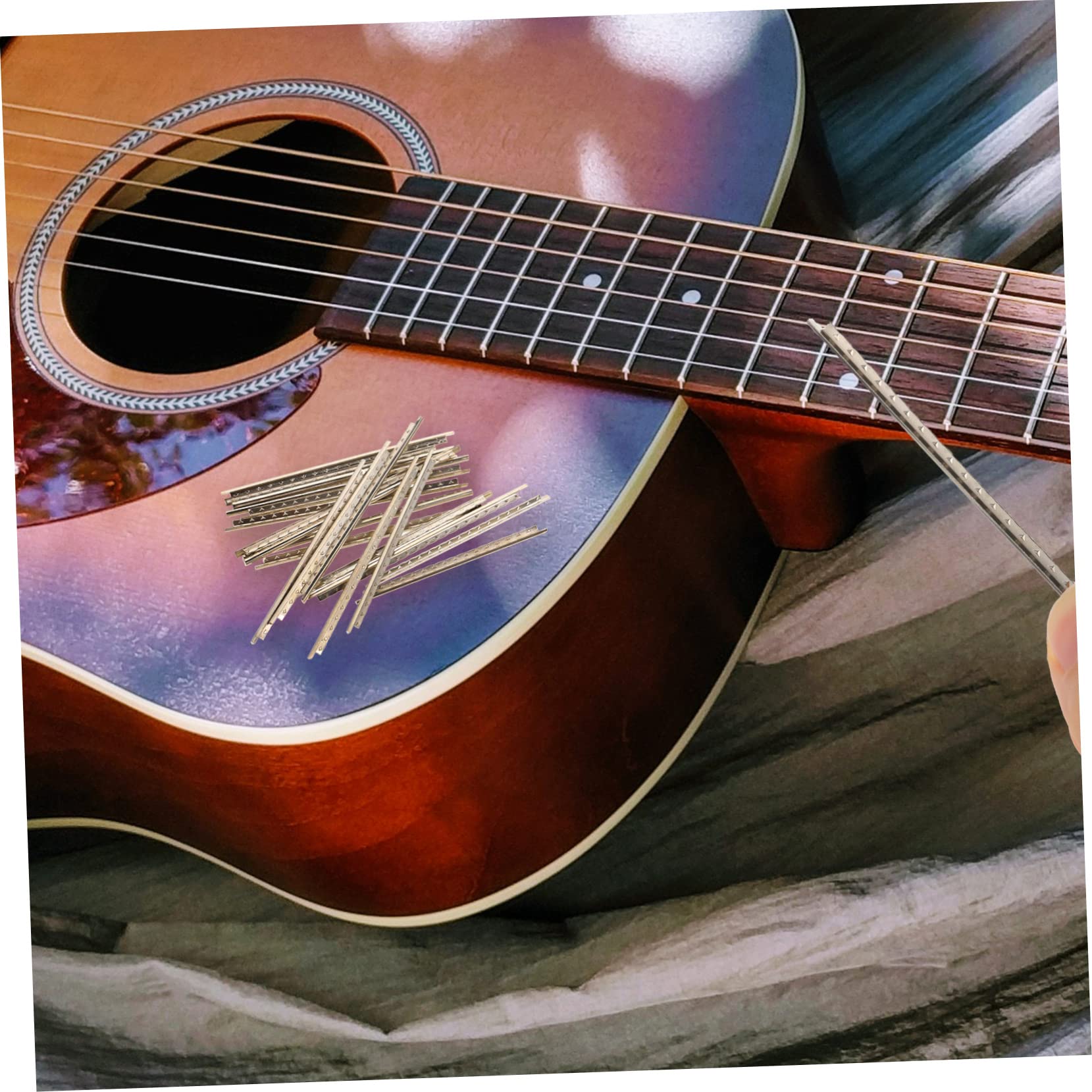 FAVOMOTO Diy Guitar Fretboard Wire Kit 19pcs Classical Guitar Fret Wire Acoustic String Pegs Replacement