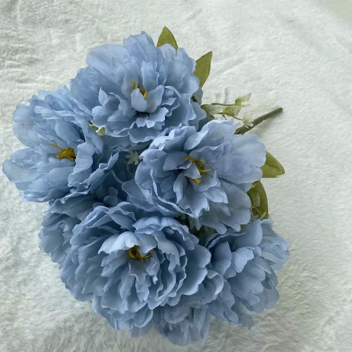 CVJdfhRE fake flowers， Simulation Seven Peony Silk Flowers Bouquet Home Living Room Table Decoration Wedding Artificial Fake Flower(Light Blue)