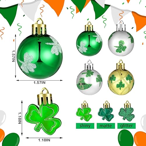 Miniatura 2 de Teling 36 piezas de adorno colgante del día de San Patricio trébol bola de plástico trébol sombrero de trébol bolas decorativas para suministros de
