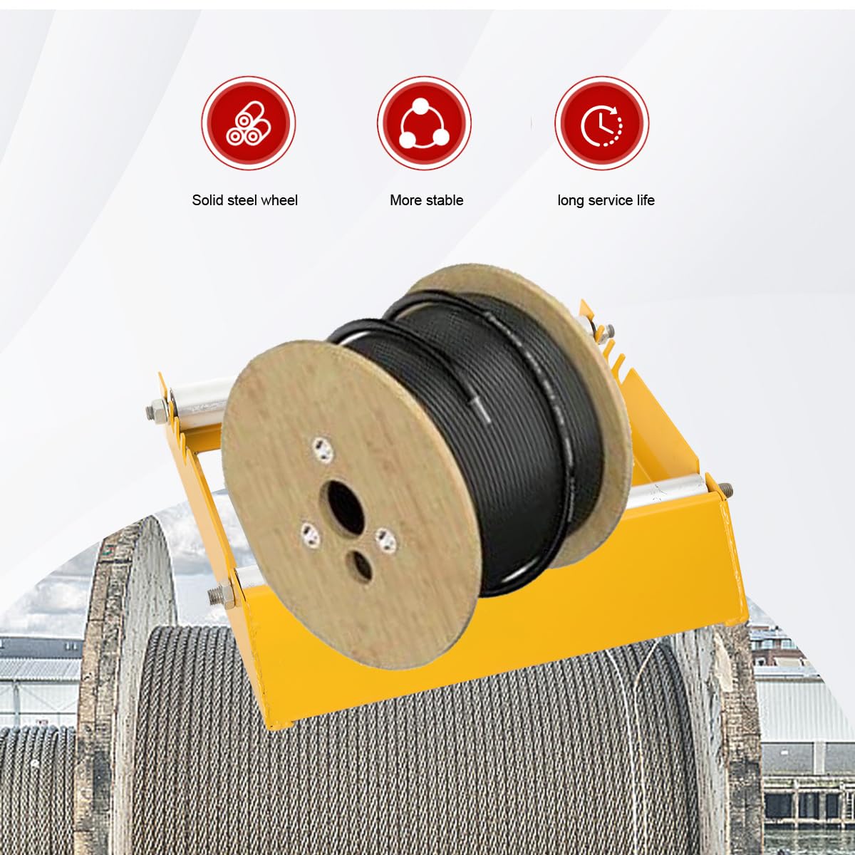 Dispensatore di Cavi in Acciaio ad Alta Resistenza, Supporto Rotante 500 kg, Svolgitore per Bobine Ø30-70cm, Rulli di Supporto Regolabili Dispositivo per Tamburo