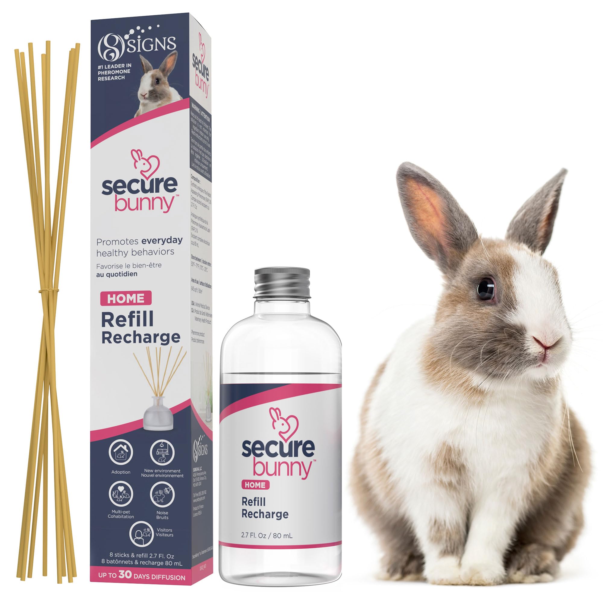 SIGNS SecureBunny Pheromone Home Stick Diffuser Refill, Provides 30 More Days of Natural Support for an Environment of Calm and Well-Being. Helping Relieve Any Feeling of Anxiety and Stress