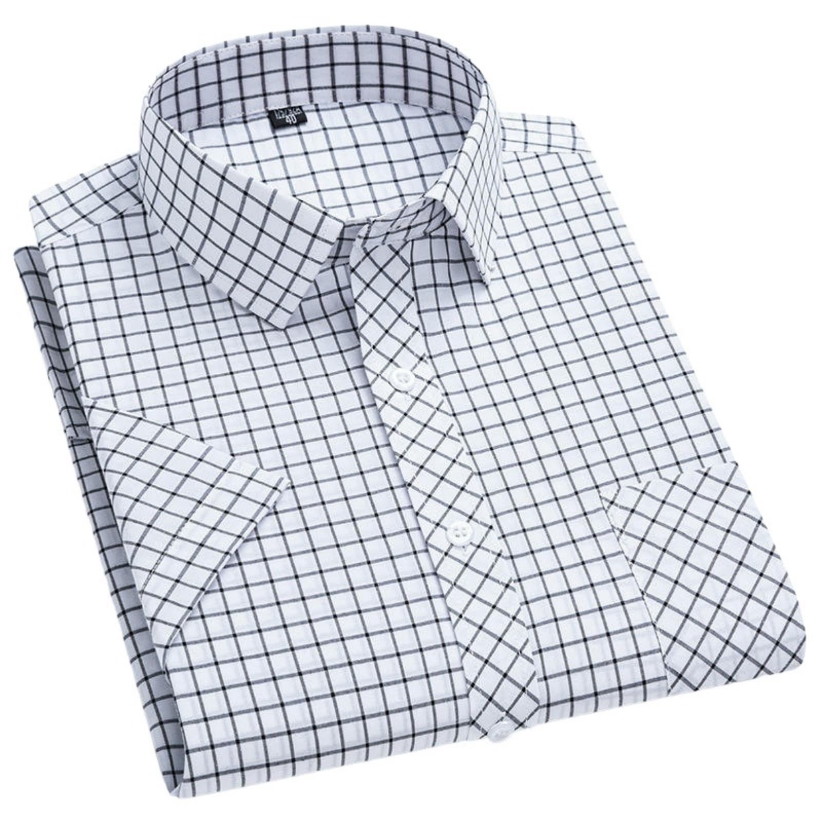 Camisa de manga corta para hombre, ligera, informal, de algodón, transpirable, a cuadros