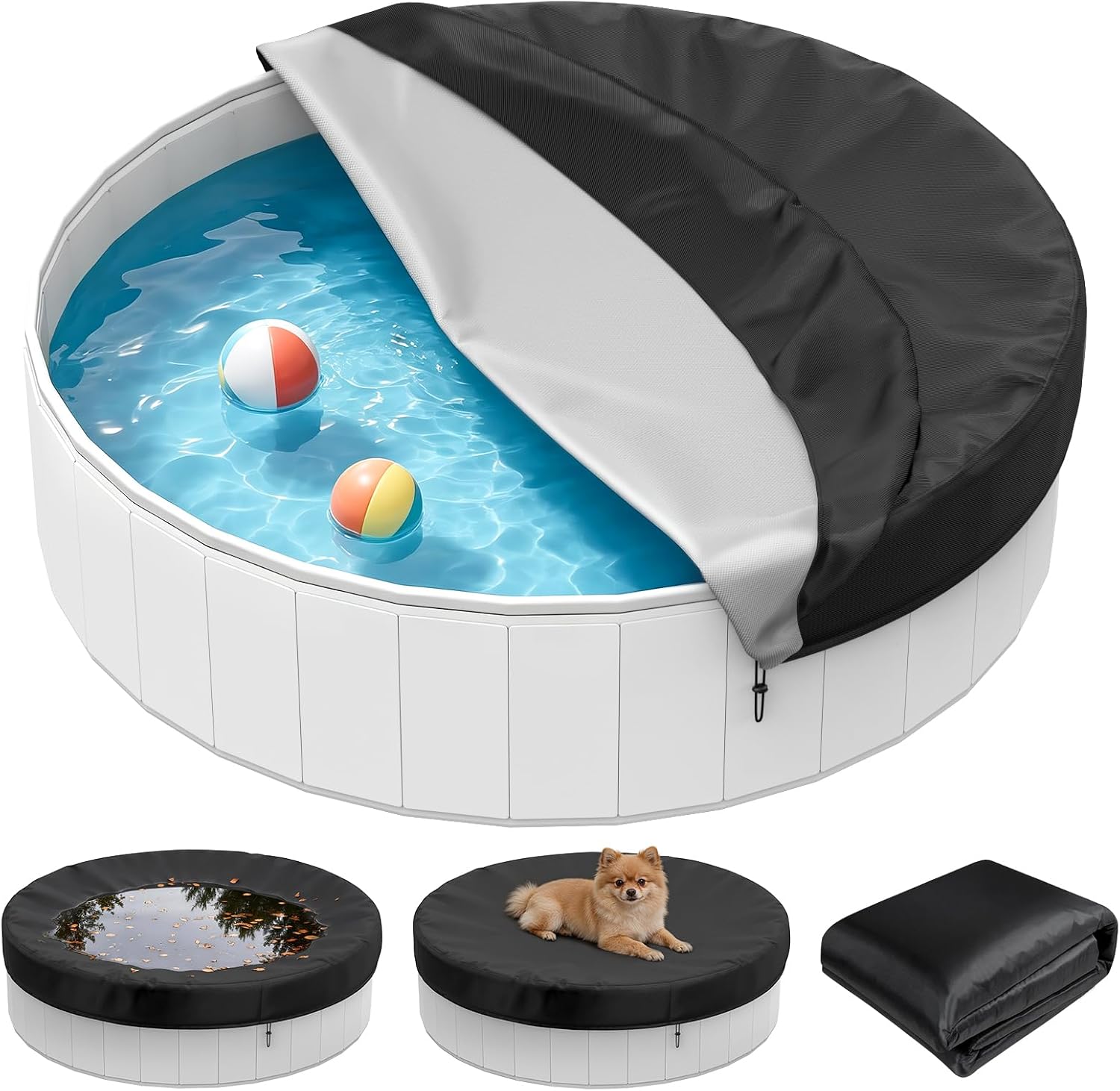 18 Ft Round Pool Cover, Solar Covers for Above Ground Pools, Stock Tank Pool Cover Protector with Pool Cover Accessories, Round Hot Tub Cover Ideal for Waterproof and Dustproof
