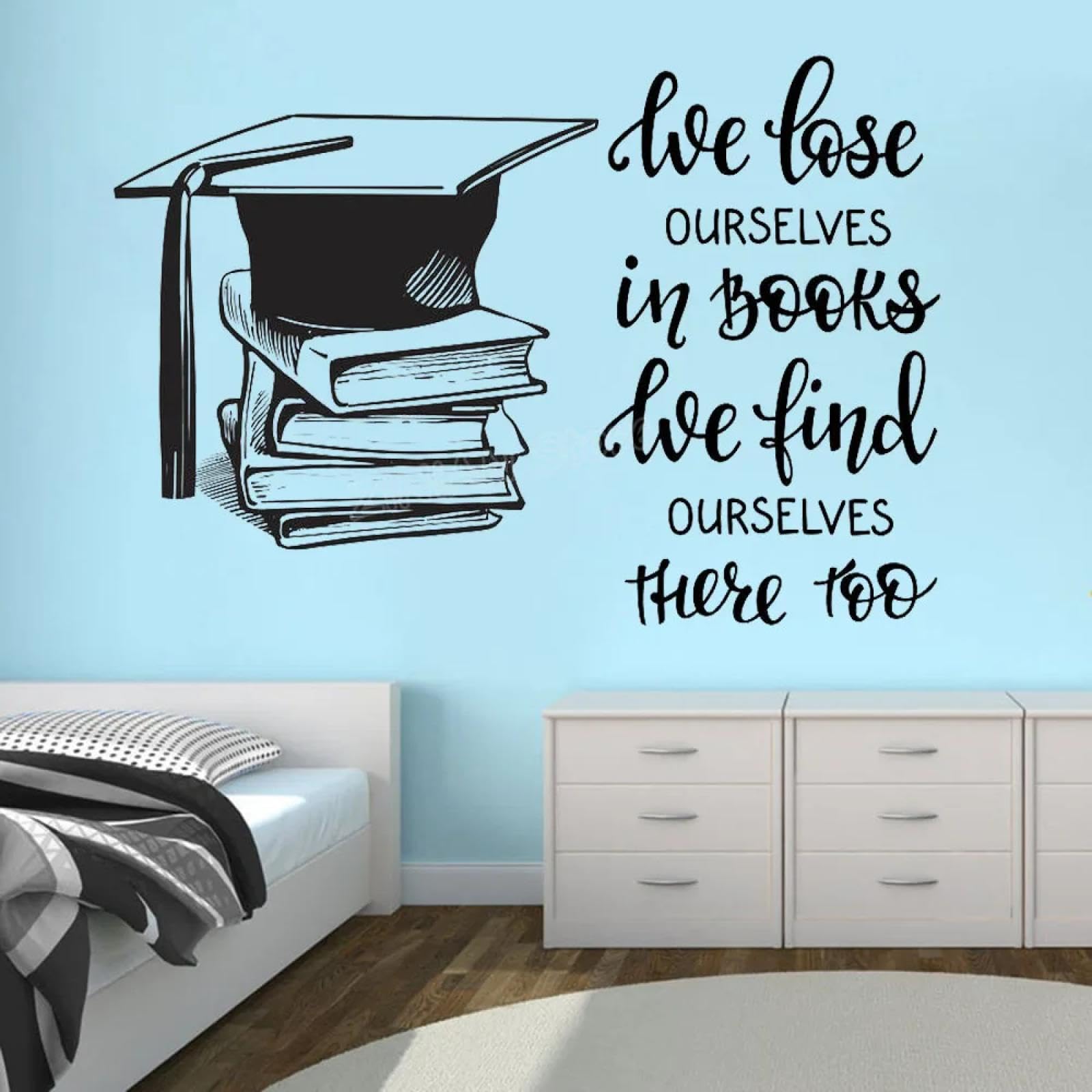 WEIMEIJIE Book Boy Vinyl Wall Stickers, School Educational Quotes, Reading Room, Library Stickers, Bookstore, Classroom, Dormitory Decoration