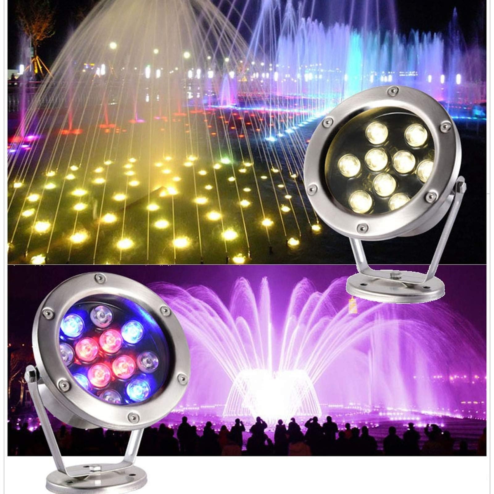 LED-Lampe für Ringbrunnen, Tauchbrunnen, LED-Leuchten unter Wasser mit 360° verstellbarem Winkel, tauchfähige Lichter aus Edelstahl, wasserdicht IP68 (Farbe: RGB + Fernbedienung, wenn