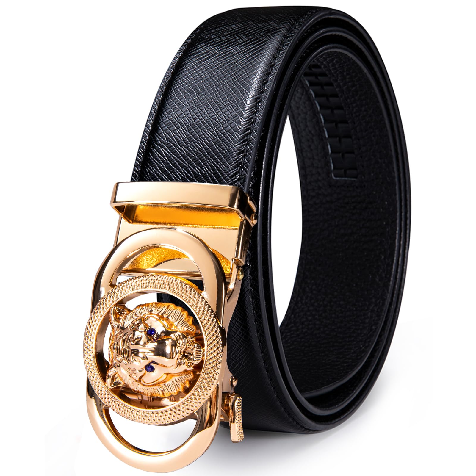 Dubulle Men's Ratchet Belt Gold/Black/Red/Green/Blue/White Automatic Buckle Business Casual Belt Gift - Adjustable Fit