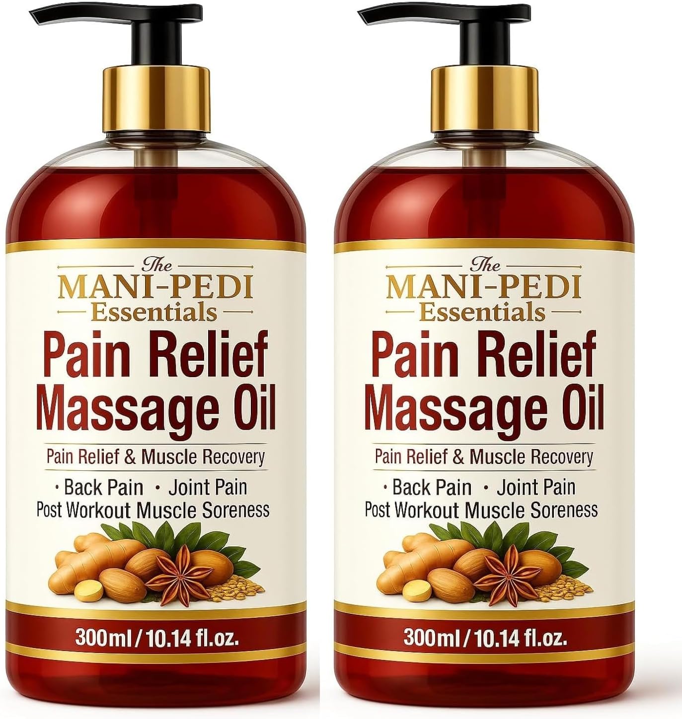 TMPE Pain Relief Massage Oil for Joint & Back Pain, Muscle Soreness | Natural Healing of Ginger, Turmeric & Clove | Therapeutic Massage - 300ml (Pack of 2)