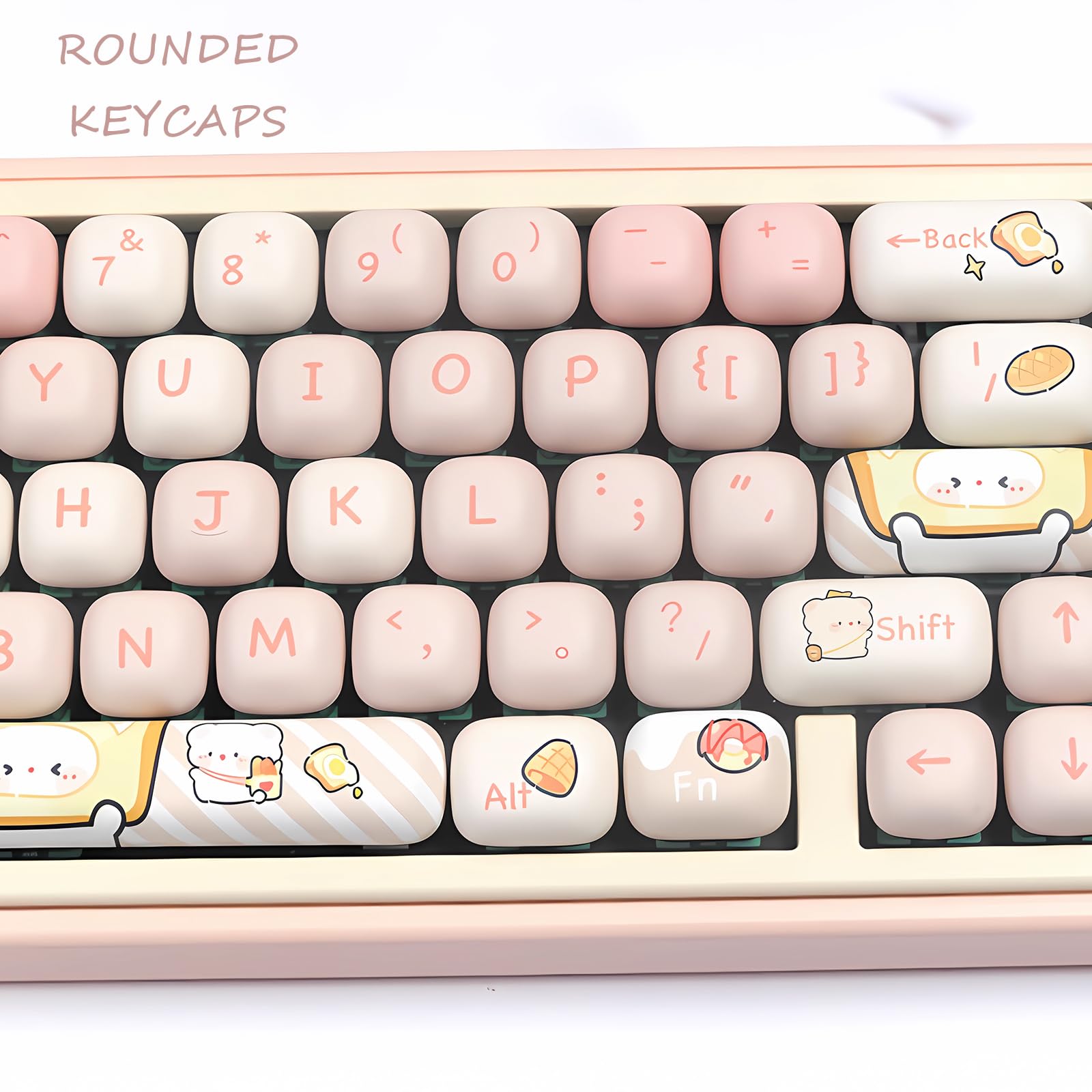 Amazon.com: Sumgsn PBT 可愛鍵帽,粉紅色MOG 輪廓鍵帽,139 鍵圓形定制鍵帽組,適用於Mx Cherry 機械鍵盤60 75  100%(粉紅色) : 電子