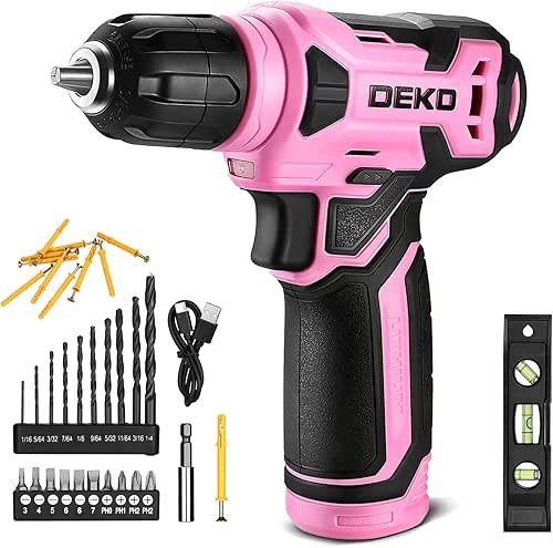 DEKOPRO 8V Cordless Drill, Drill Set with 3/8"Keyless Chuck, 42pcs