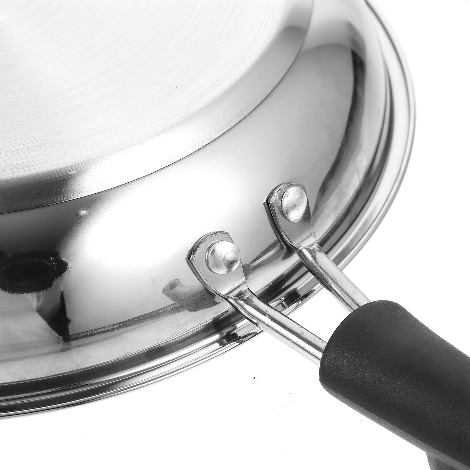 jojofuny Padella Antiaderente in Acciaio Inossidabile 22 CM Fondo Spesso Manico in PP Adatta per Piani Cottura a Gas e Induzione per Bistecche e Frittate Resistente e Facile da Pulire