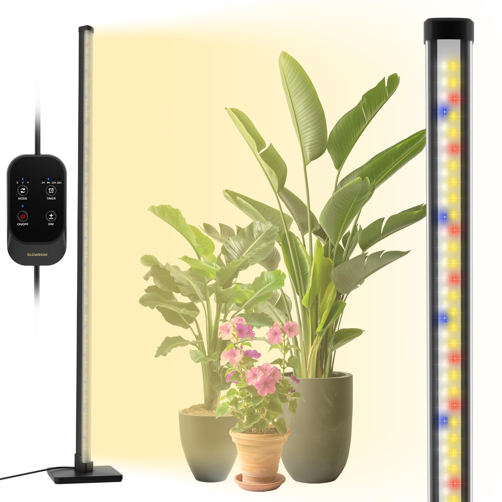 Grow Light with Auto-Timer, Hanging and Standing Grow Lights for Indoor Plants,3 Light Modes, Detachable Full Spectrum Plant Lights for Wide Area Coverage in Indoor Plants (60 in)