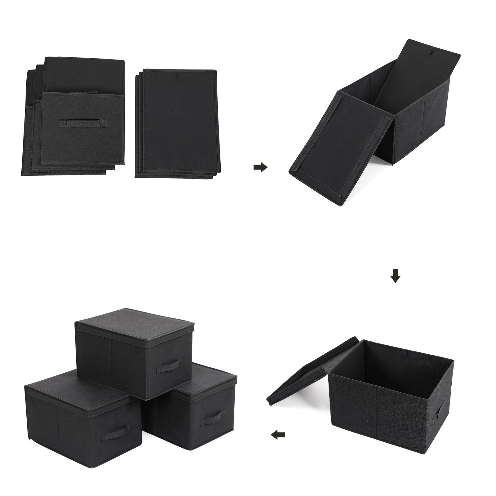 SONGMICS Set di 6 Scatole Portaoggetti con Coperchi, 40 x 30 x 25 cm