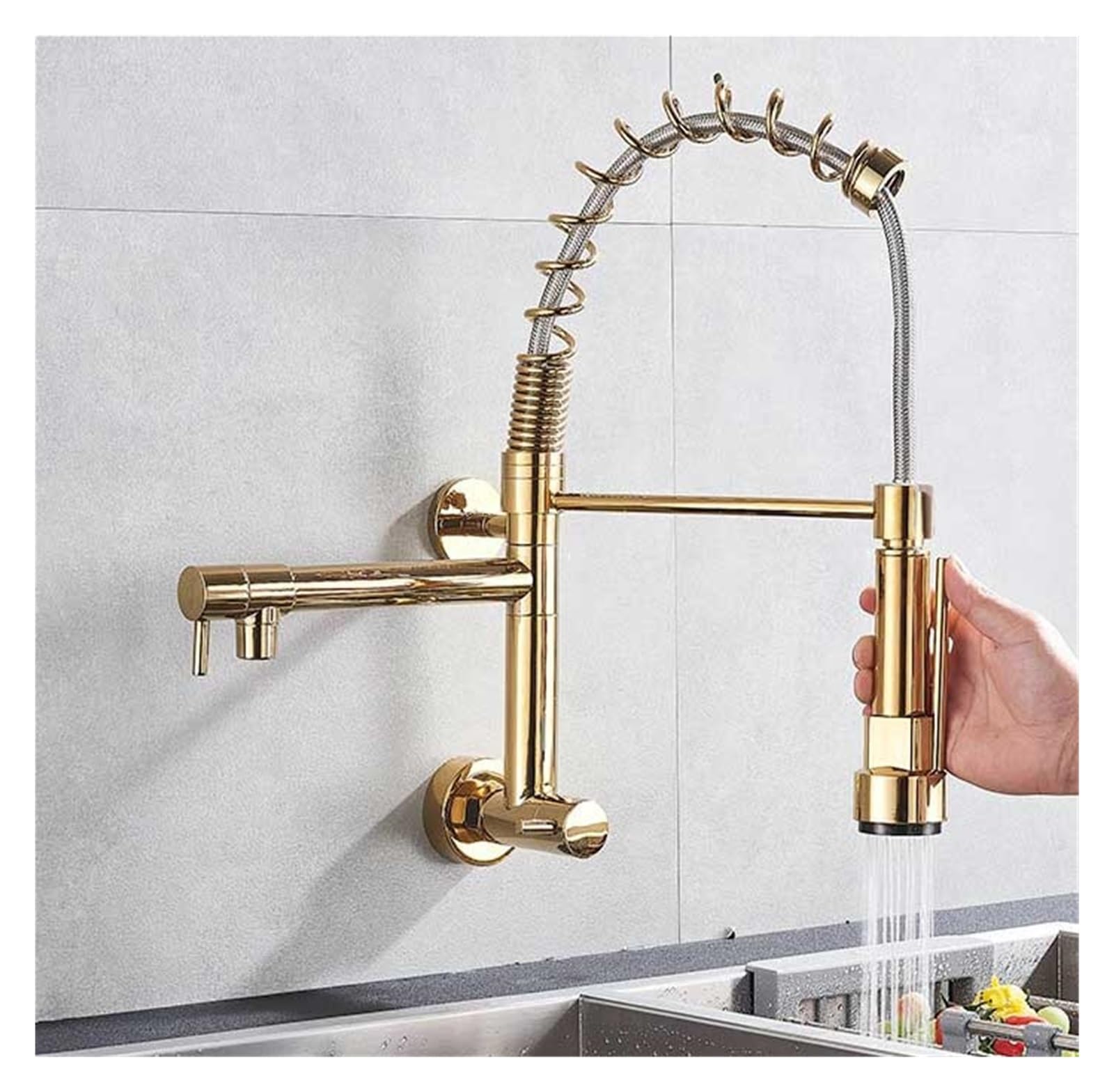 Robinet d'eau froide pour évier double buse rotative or chic
