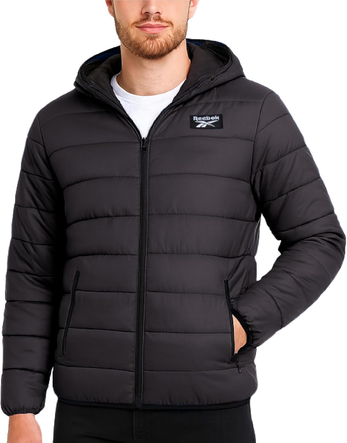 Reebok Mens Puffer Jacket - Lightweight Quilted Glacier Shield Plus Size Puffer Jackets for Men - Insulated Mens Winter Coats