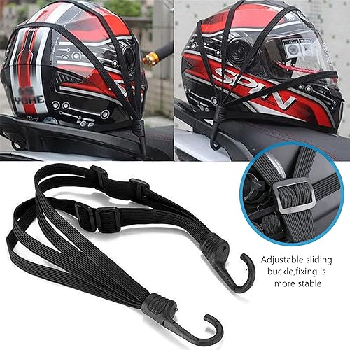 Miniatura 10 de Paquete de 2 redes elásticas de carga para motocicleta de 15.7 pulgadas, red de equipaje resistente de 15.7in x 15.7in para casco para moto y