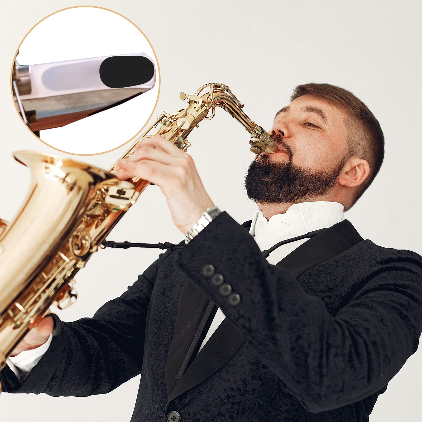 SAVITA 40 Stk 0,8 mm Dick Saxophon Mundstück Pads Gummi-Klarinettenkissen für Anfänger, Musiker, Saxophone und Klarinetten (Schwarz)