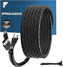 Spiral Cable Organizer, Set 2 x 6 m (6 m Ø8 mm + 6 m Ø10 mm) with 10 Cable Ties, Cable Management for TV/PC/Desk, Black