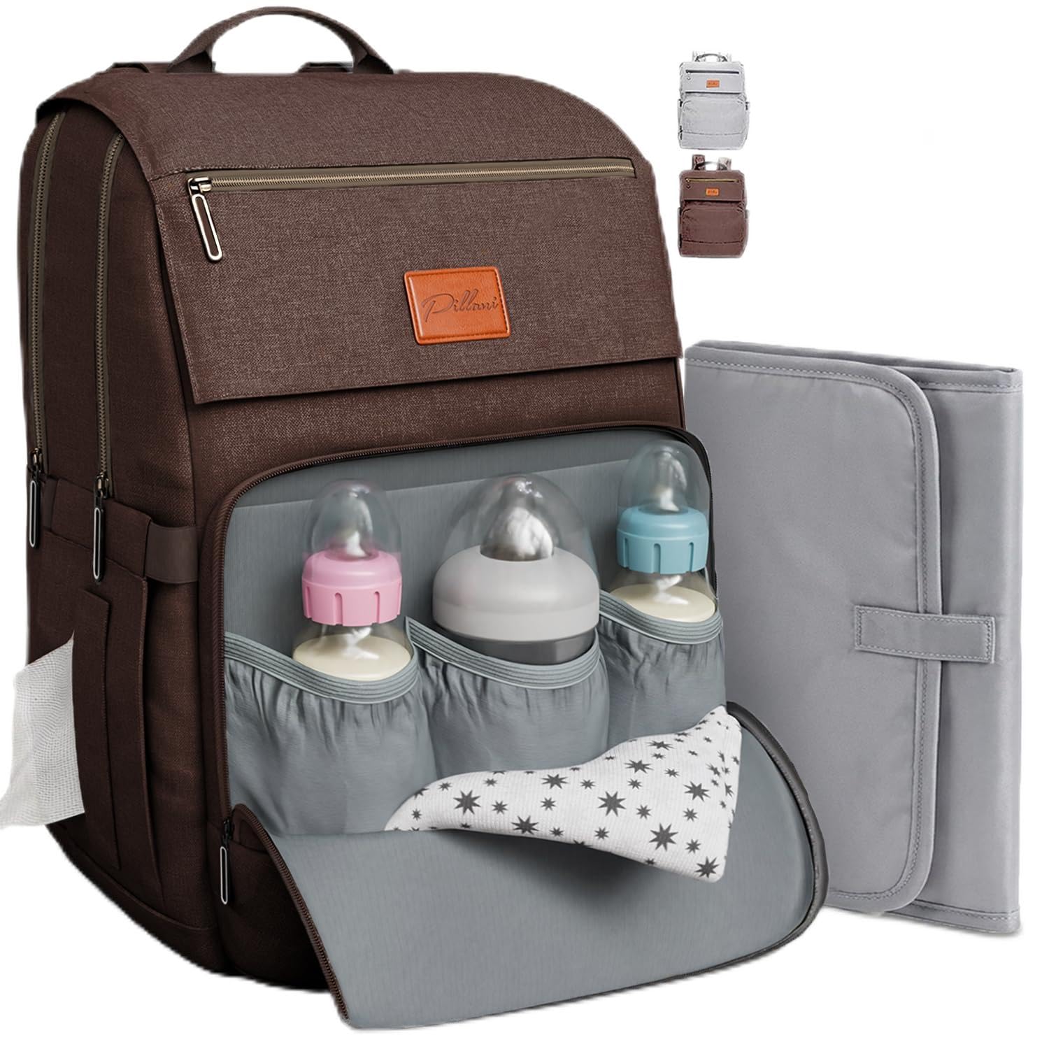 PILLANI Baby Diaper Bag Backpack - Large Bag for Boys & Girls - Diaper Backpack - Travel Diaper Bags w/Changing Pad, Baby Registry Search & Shower Gifts - Essentials Must Haves Newborn Stuff for Mom
