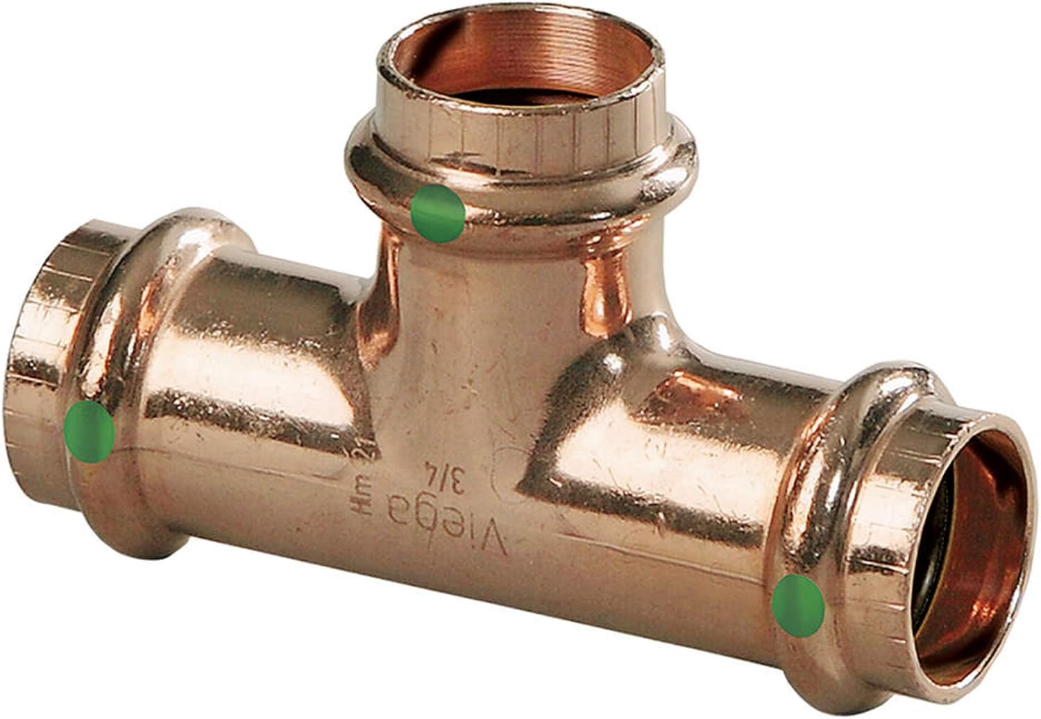 Viega 77487 ProPress Zero Lead Copper Tee with 2-Inch by 2-Inch by 1-1/4-Inch P x P x P