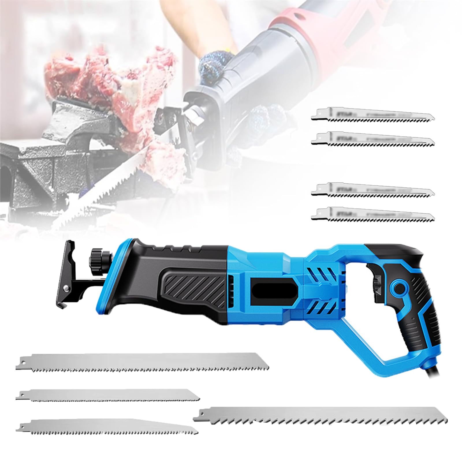 Scie alternative 980W avec poignée rotative et vitesse réglable