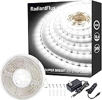 RadiantFlux 16.4ft Dimmable White LED Strip Lights - 300 Super Bright LEDs for Bedroom, Kitchen, Home Decor & Mirror