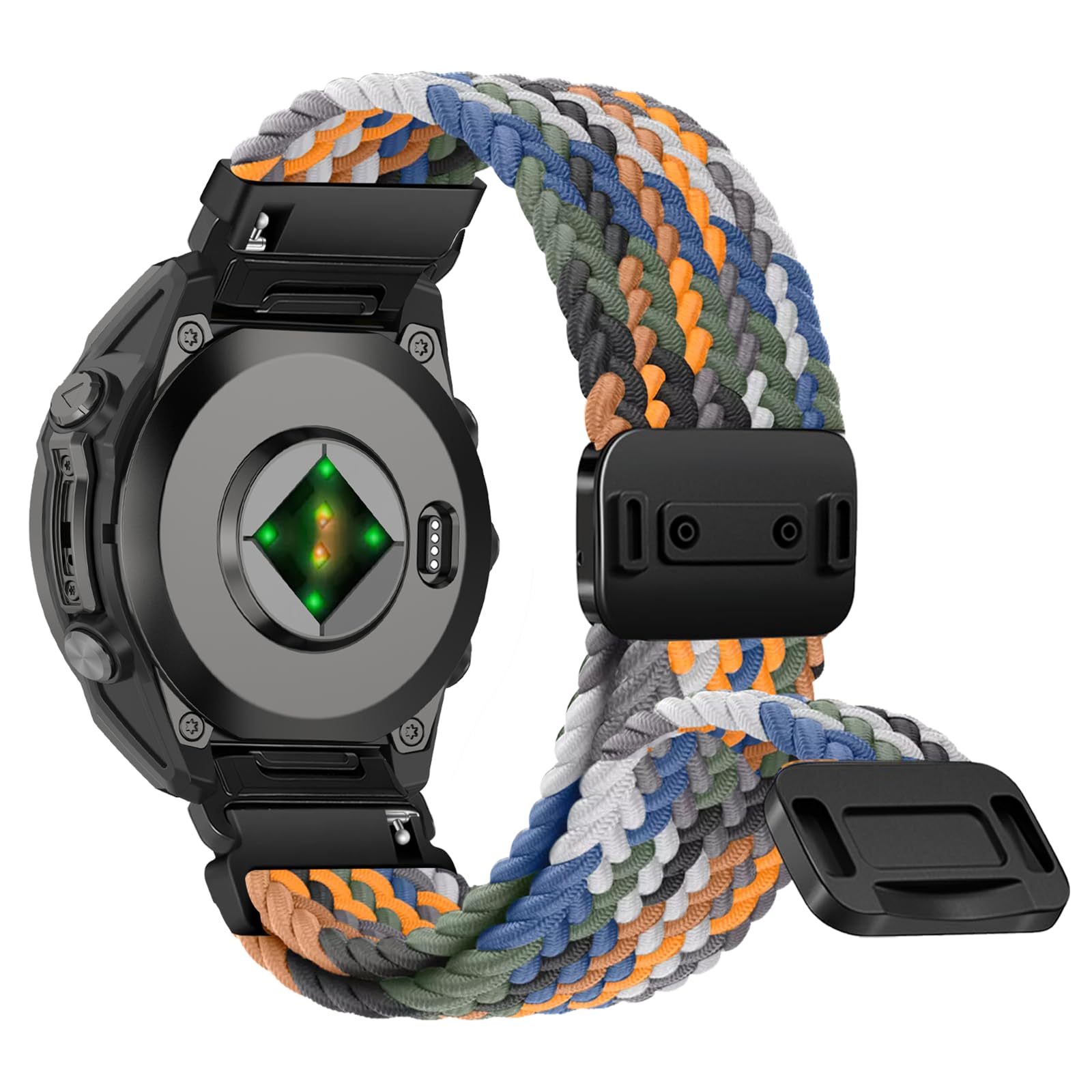 QuickFit 22mm Nylon Armband Für Garmin Fenix 7/6/5 & Mehr – Magnetisch, Atmungsaktiv & Elastisch (Orange)