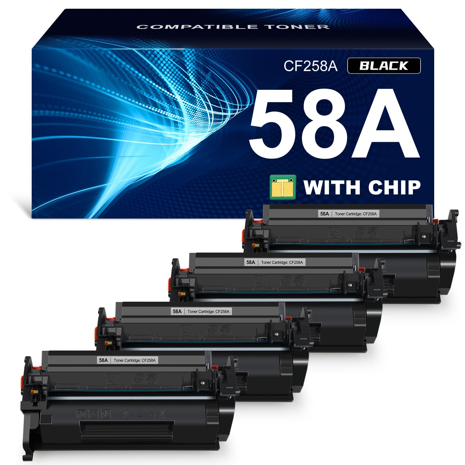 58A Toner Cartridge Black Compatible for HP 58A CF258A 58X M428fdw 4-Pack