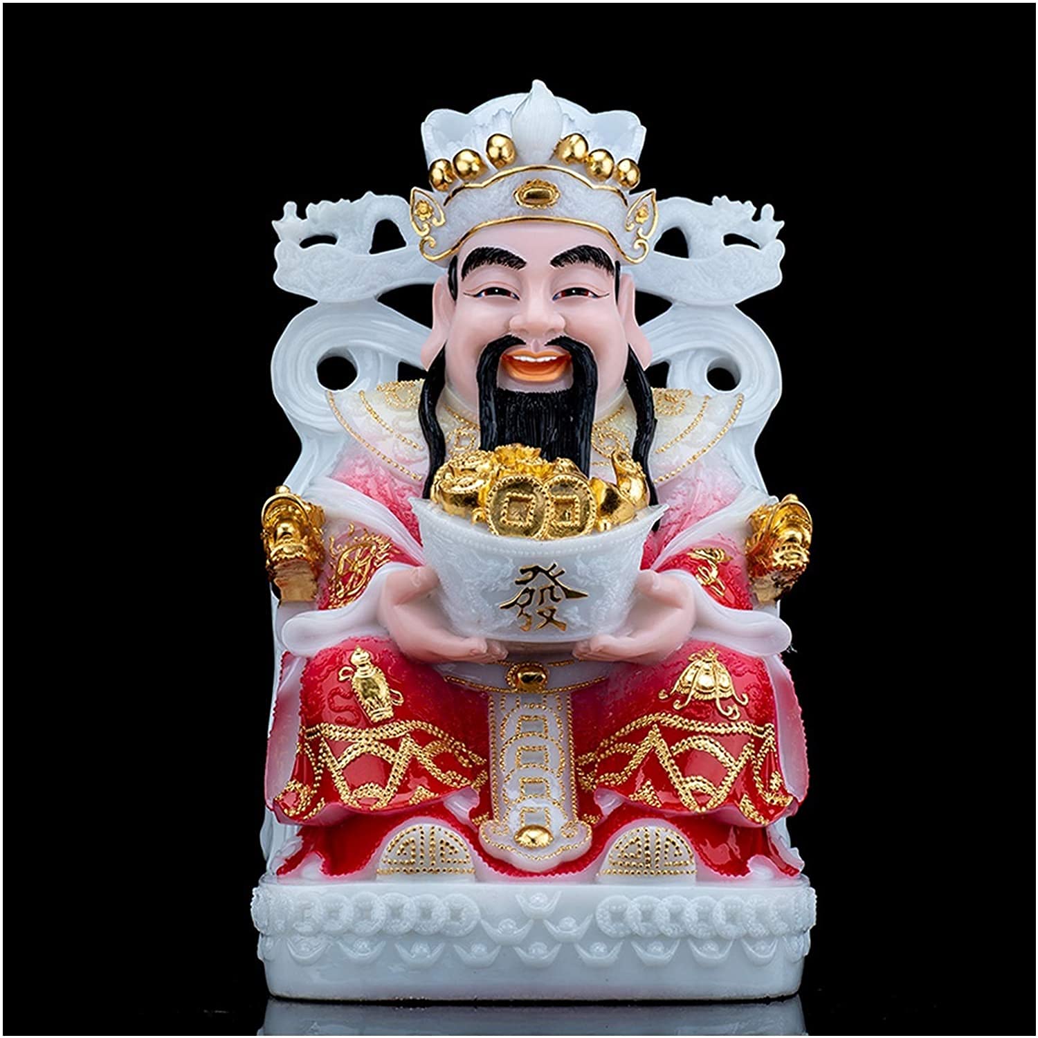 Mini Sculpture OrnamentsSculpture Decor Feng Shui Gift God Of Wealth Statues Beautifully Painted Statue of God Of Wealth Attract Wealth and Good Luck Home Decor Congratulatory Gifts （jade） Statue/Scu