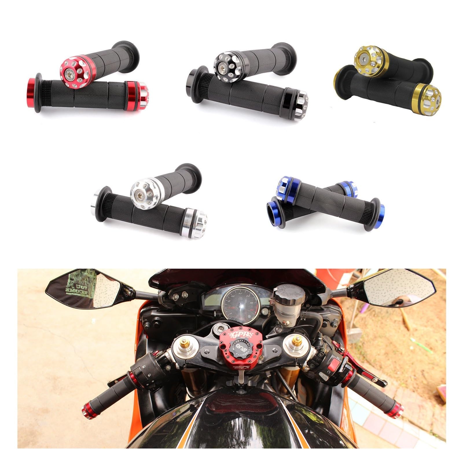 Motorradgriff 13 Mm 7/8 Zoll Motorrad Dirt Bike Gummigriff Grip Pedal Biker Scooter Lenkergriffe Modifizierter Allzweck